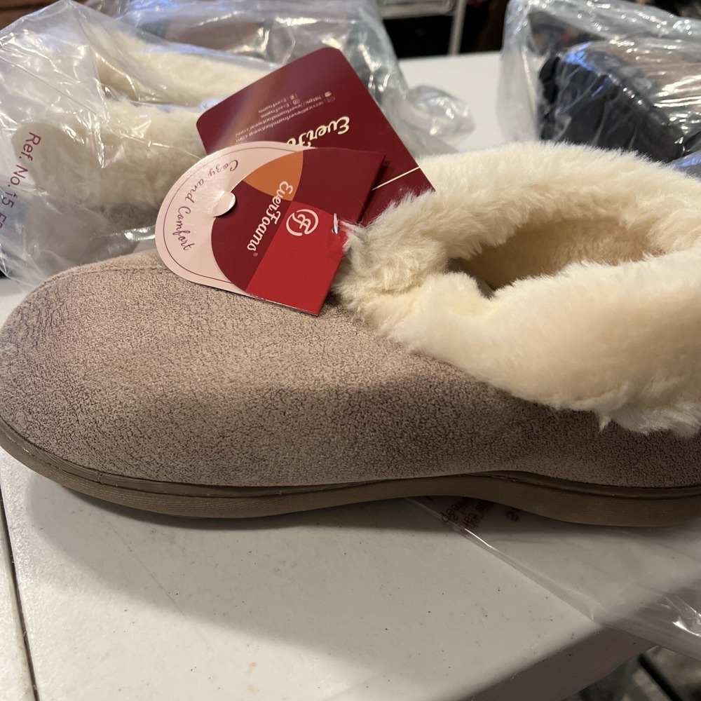 Everfoams Womens Micro Suede Cozy Memory Foam Hard Sole‎ Slippers Size 7-8